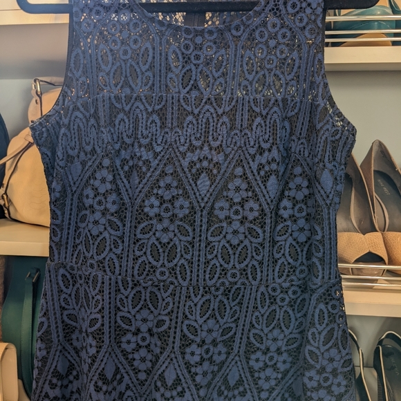 Reitmans Blue Lacy Fit and Flare Sleeveless Dress - Picture 4 of 6
